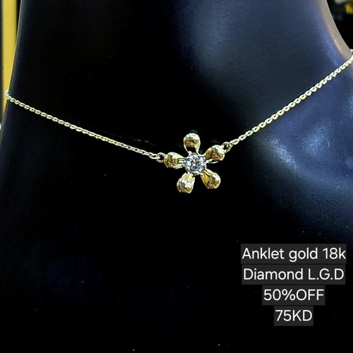 Anklet Lab grown Diamond (0.14)crt gold 18k(2.2)gr VVS/FG (25cm)