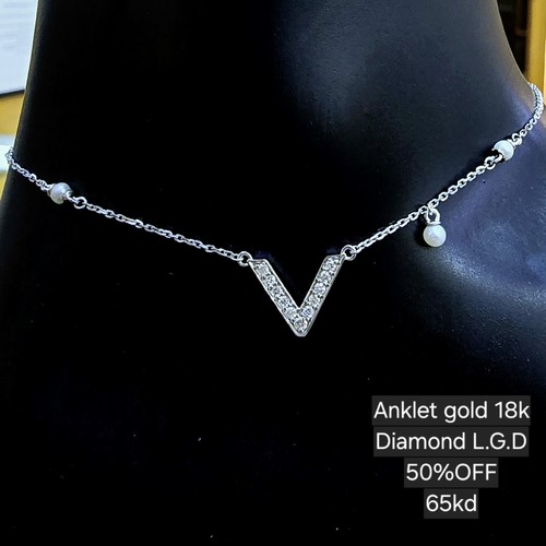 Anklet Lab grown Diamond (0.14)crt gold 18k(2.1)gr VVS/FG (25cm)