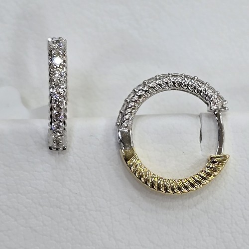 DIVER JEWELLERY (مجوهرات الغواص) - Earings hoops Diamond18k (3.9)gr (0.37)crt VVS/FG (16mm)