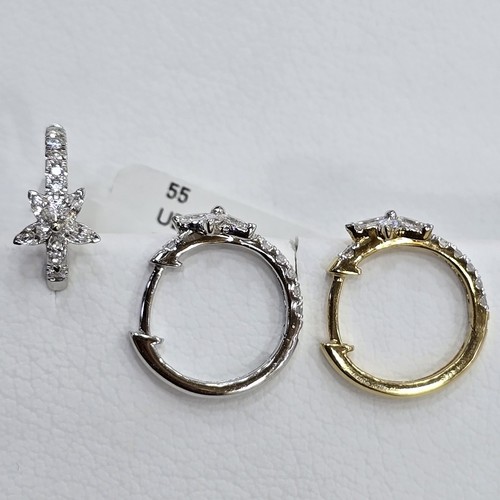 DIVER JEWELLERY (مجوهرات الغواص) - Earings hoops Diamond18k (2.4)gr (0.49)crt VVS/FG (14mm)