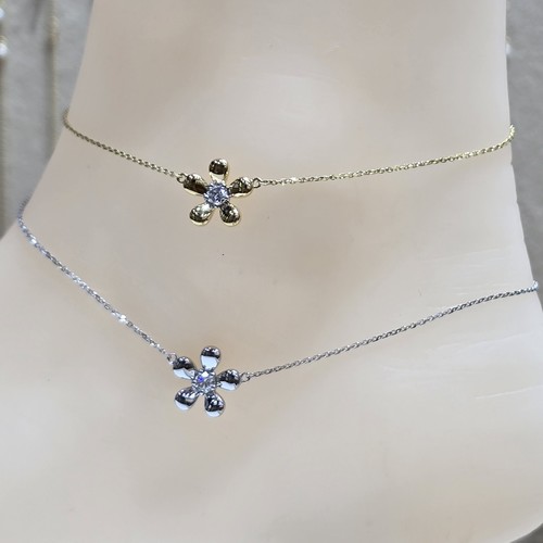 DIVER JEWELLERY (مجوهرات الغواص) - Anklet Lab grown Diamond (0.14)crt gold 18k(2.2)gr VVS/FG (25cm)