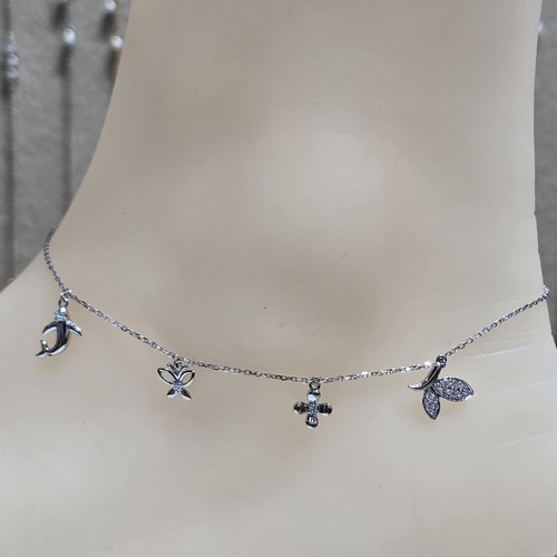 Anklet Lab grown Diamond (0.15)crt gold 18k(2.54)gr VVS/FG (25cm)