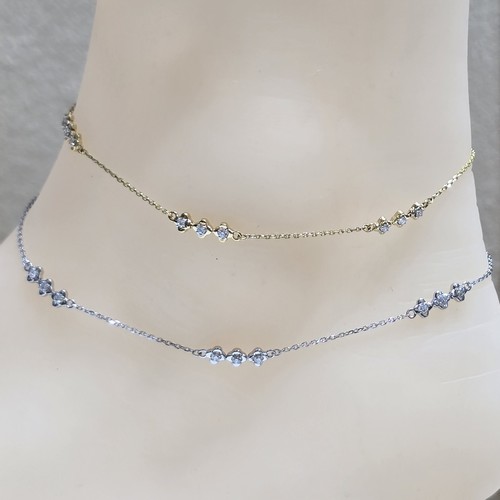 Anklet Lab grown Diamond (0.16)crt gold 18k(2.15)gr VVS/FG (25cm)