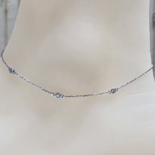 Anklet Lab grown Diamond (0.15)crt gold 18k(1.6)gr VVS/FG (25cm)