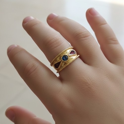 Rings for kids (Meena) weight (1.2)gr Making per piece size (new born-10years) Red-Green colour