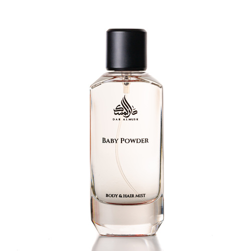 BABY POWDER - all over - A fragrance that immerses your senses in a refreshing scent of soft powder, morning dew and some memories of the past. 
 Use: For hair and body 
 Capacity: 100 ml