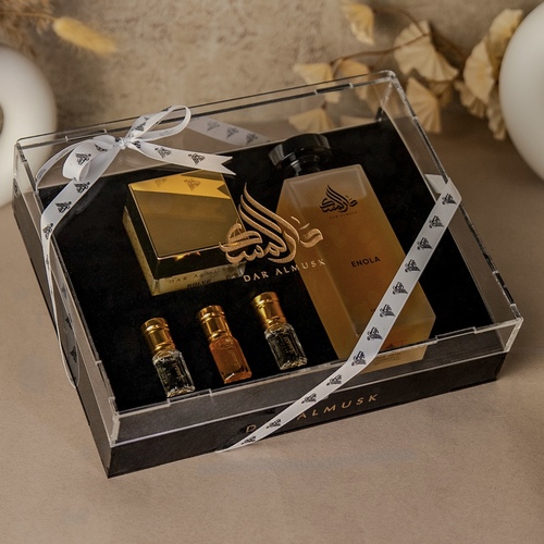 مجموعة برستيج - مجموعة مختارة لتناسب ذوقكم الرفيع عطر 200 ملي من إختيارك سيلكي كريم معطر ومنعم للجسم ثلاث أدهان مخلطات ومسك