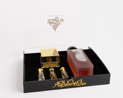 مجموعة برستيج الرمضانية - مجموعة عطرية مميزه بفخامتها تحتوي على عطر BLOOM للجنسين سعة 200 مل سيلكي كريم للجنسين ٣ مخلطات ادهان