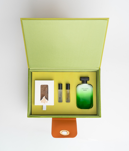 Green collection - مجموعة مميزه بمحتواها العطري والبخوري عطر 100 مل للجنسين 2 مسك رول فاخر 6 غرام بخور جار هندي