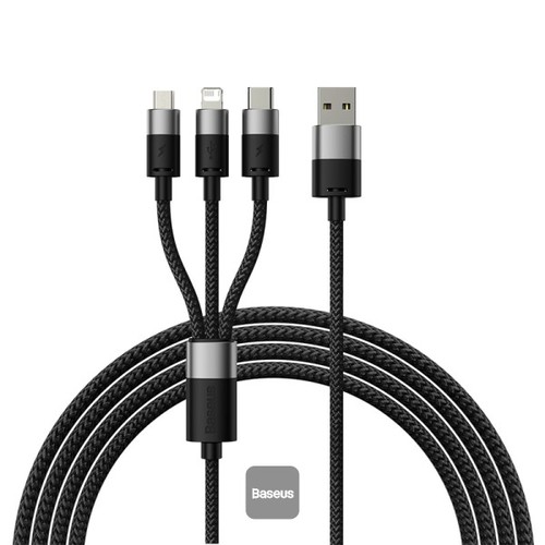 كابل 3 في 1 كابل USB سلسلة Baseus StarSpeed، USB-C + Micro + Lightning 3,5A، 1.2 متر