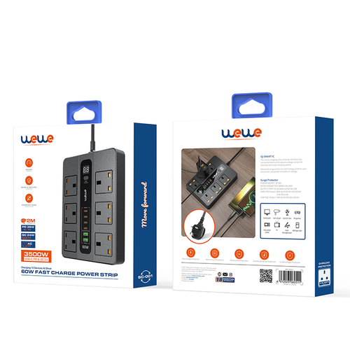 موزع كهرباء + شاحن سريع بقوة 60 واط SC-001