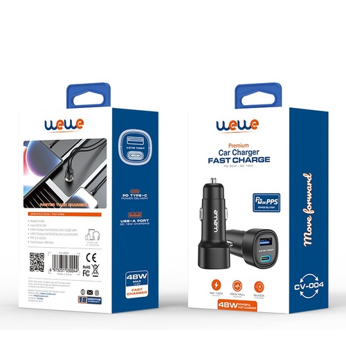شاحن ولاعة سريع مزدوج 48 واط (PD)  CV-004