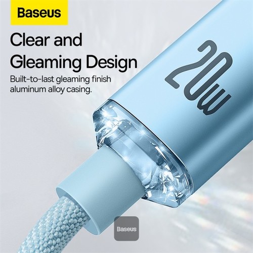 كابل USB من النوع C من سلسلة Baseus Crystal Shine - شحن سريع لايتنينج، توصيل الطاقة 20 وات 1.2 متر أ