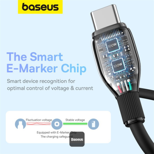 كابل شحن سريع من سلسلة Baseus Pudding مع نقل بيانات عالي السرعة من النوع C إلى النوع C 100W 5A 1.2M
