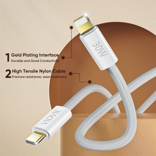 Data Cable  CB4011C&i  Type-C to Lightning Data Cable  Output: 9V/3A, 12V/2.5A (PD 30W)  Material: B