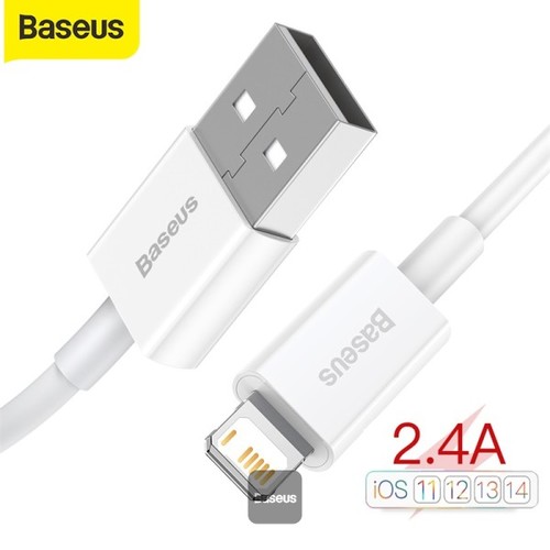 كابل شحن Baseus Superior Series USB إلى Lightning-Fast لنقل البيانات 2.4 أمبير لهاتف iPhone 13 12 11