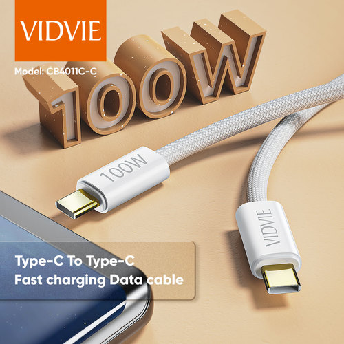 Data Cable  CB4011C&C  Type-C to Type-C Data Cable  Output: 20V/5A (100W Max)  Material: Braided Wir