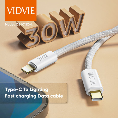 Data Cable  CB4011C&i  Type-C to Lightning Data Cable  Output: 9V/3A, 12V/2.5A (PD 30W)  Material: B