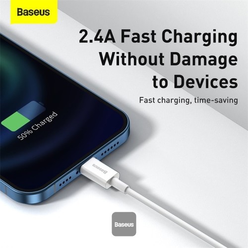 كابل شحن Baseus Superior Series USB إلى Lightning-Fast لنقل البيانات 2.4A لهاتف iPhone 13 12 11 Pro