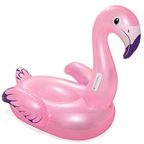 Bestway 41122E Flamingo Float Pool, Pink (122 x 99 x 105cm )! - t features air valves which makes it easy to inflate It comes with strudy handles Easy to ride on Shape: Flamingo Purple accents Size: 127x127 cm Material: Vinyl Recommended age: 3 Years and above