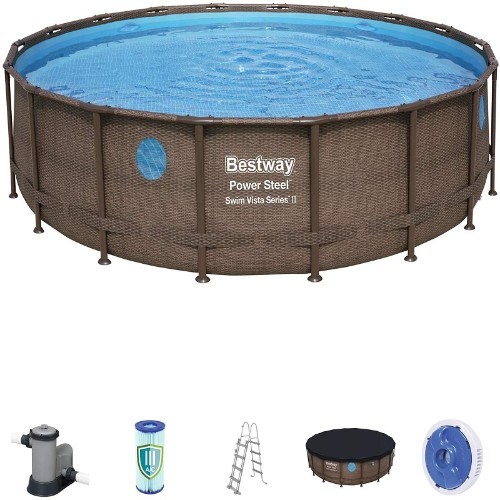 !Bestway 56977 Power Steel Swim vista series II 549cm*122cm Round frame swimming pool -KDR wthi fell - Bestway 56977 Power Steel Swim vista series II 5.49m*1.22m Round frame swimming pool installation included