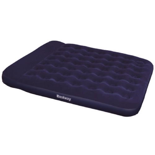 Bestway 67227 air mattress Double mattress Blue KDR 203x183x28cm 𝓌𝒾𝓉𝒽 pump menowls  ! - Bestway 67227 air mattress Double mattress Blue:

The official marketing text of Bestway 67227 air mattress Double mattress Blue as supplied by the manufacturer

EASY INFLATETM FLOCKED AIR BED / KING
- Sturdy pre-tested vinyl
- Quick inflation/deflation screw valve
- Comfortable flocked sleeping surface
- Built-in pillow
- Built-in foot pump that inflates bed

Type: Double mattress,

Product colour:

Blue, Material: Vinyl.

Width: 1830 mm,

Length: 2.03 m,

Height: 280 mm.