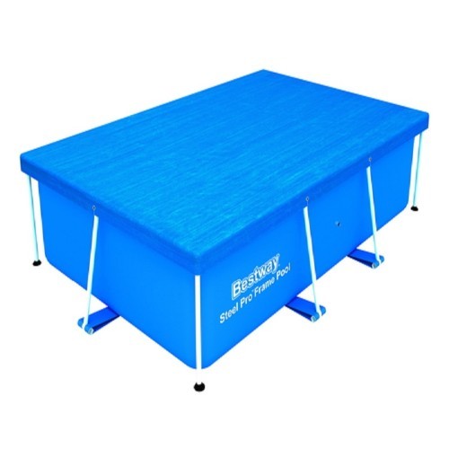 INT SHARY - Bestway 58105 Flowclear ProTM Rectangular Above Ground Swimming Pool Cover, Blue(259×170 cm)! - Size (Diameter): 96 x 67 inches شامل التركيب