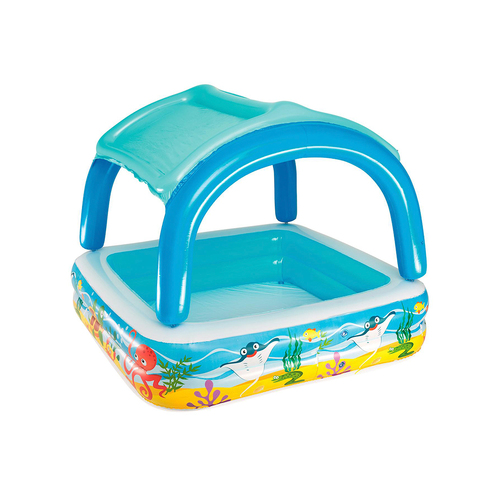 Bestway Canopy Play Paddling Pool Multicolour 52192 (147 x 147 x 122 cm )! - Canopy Play Pool is a great paddling pool or ball pit with a fun clown fish underwater world design The soft inflatable floor provides added comfort whist children are enjoying the cool water and protects them from stones and hard floor when jumping into the ball pit Removable canopy roof to guard from harsh sun rays The inflatable pool measures 1.47m x 

installation included