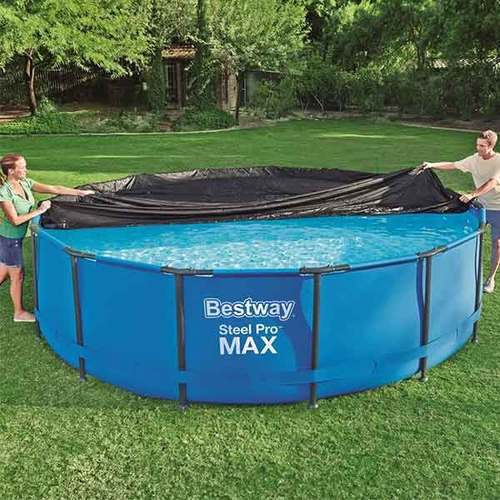 BESTWAY Flowclear Round Pool Cover, 370 cm – 58037! - Features:Includes ropes to secure cover Protects and insulates your swimming pool Drain holes to stop rain build-up Prevents dirt and debris from accumulating in your pool Drain holes to prevent water from accumulatingSpecifications:Brand: Bestway Model number: 58037 Material: PVC Size Diameter: 3.70 m / 12 ft.1 in. Weight: 16.8 KG

installation included