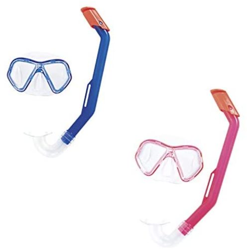 Bestway Hydro Swim Lil' Glider Set  24023! - ullet Points Bestway Hydro Swim Lil' Glider Set :
- Aviator style polycarbonate lenses - Comfort fit, double feathered edge skirt to prevent against leakage - Soft, comfort-fit snorkel mouthpiece - Fully adjustable split head strap - Dry-top snorkel technology prevents water infiltration - 100% latex free - 2 assorted colors - Each set in a clam shell - Contents: One mask, one snorkel
installation included