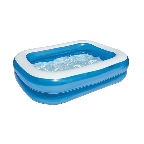 BESTWAY BLUE RECTANGULAR FAMILY POOL 201X150X51CM  -26-54005! - Product Features2 interlocking quick release valves Walls composed of 2 equal rings Extra-wide sidewalls Textured pattern on walls Release pool water with the easy-to-use drain valve installation included