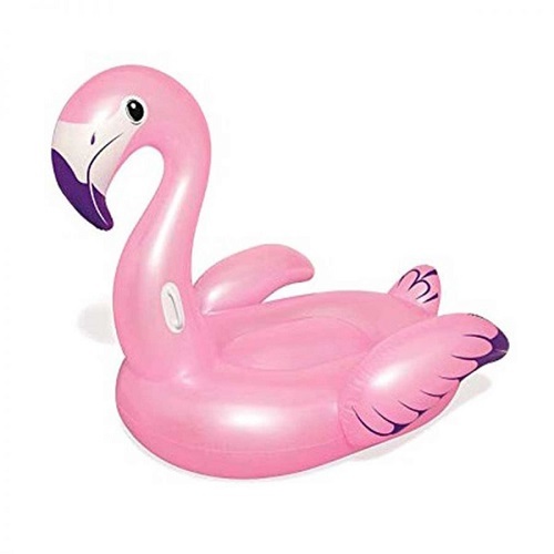 Bestway Luxury Flamingo Inflatable Rider 68x67 Inch 41119! - Product FeaturesPurple glitter highlights shine under the sun More than 5 feet of surface area for sitting, lounging, laying and riding. Puncture-resistant high gauge vinyl (12.8 ga. - 0.32mm) 3-air chamber design for easy inflation and better balance installation included