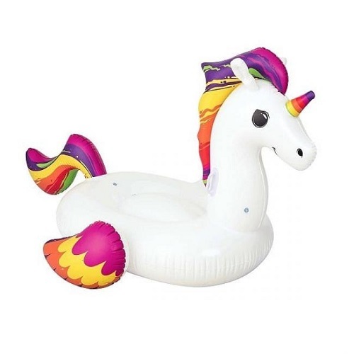 Fantasy Unicorn Rider Swim Toy for Children 41114 (150 x 117 cm)! - Inflatable ride-on toy that is ideal for use in a swimming pool Inflatable is made with sturdy pre-tested vinyl and heavy-duty handles for comfort and durability and includes a repair patch in case of an accident Enjoyable unicorn character design which is ideal for kids to use at pool parties or lounging around in the sun Inflated Size 1.50m X1.17m (59 X 46 in) Suitable for children aged 3+ who can confidently swim installation included