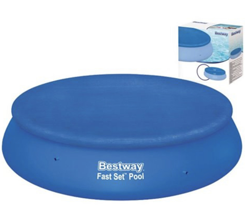 ! 58034  cover pool pool size 395 - Features: 
 * Dimension: 395cm *Ideal for inflatable pools about 366cm in diameter * Weight: 540 grams * Brand: Small Roll * the colour blue * Material: Polyethylene (PE) *Includes chains to fix the top * Drainage holes to prevent water buildup installation included