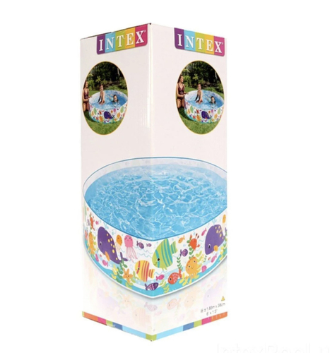 Intex poolside 1.83m x 38cm 56452np ! - Age: 3 years and over Item no: 56452NP Approx packaging dimensions: 41 x 15 x 15 cm Approx product dimensions: 1.83m x 38cm Contents: 1 pool Repair patch included Designed with soft inflatable floor that allows for gentle play installation included