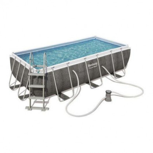 Bestway 56721 above ground pool Framed pool Rectangular (404x201x100 cm) - Product FeaturesThe Bestway 13ft 3” Power Steel Rattan Pool comes as a complete set; featuring framed swimming pool, 530gal filter pump, filter, ChemConnect chlorine dispenser, safety ladder and a repair patch Easy set up with no tools required; the Seal and Lock system prevents friction to form a secure frame connection, as well as corrosion resistant metal to keep your pool lasting longer Simple flow control drain valve for easy draining and disassembly; easily attach hose with the included adaptor and drain the water away, ready for storage when not in use Made from durable Tri-tech material for greater strength; water capacity 6,478L assembled size 13'3” x 6'7” x 39.5” (4.04m x 2.01m x 1.00m)