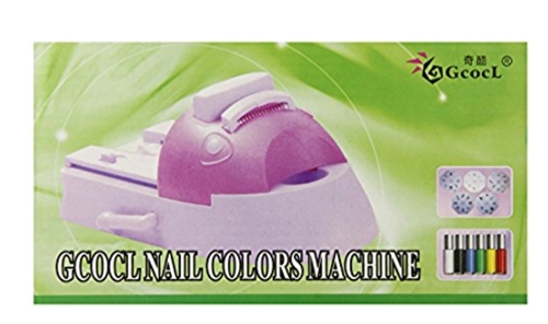 ! nails colors machine HRB1-2003 - The machine is easy to use, and you can easily stamp the images on your nails.
- It comes with 6 image plates, and you can stamp up to 54 different images on your nails.
- It comes with a set of nail art paint; there are 6 colors for choice, and you can mix them to create your desired color too.
- It is suitable for professional use.
- Dimension: Nail color machine: 19.2 (L) x 8.3 (W) x 7.1 (H) cm
           Set of nail art paint: 18 (L) x10 (W) x2.6 (H) cm
           Nail image plate: 6(L) x6 (W) cm
- Total weight: 559g
- Color: nail color machine: purple
- Color of paint: Red, Yellow, White, Black, Green, Blue, transparent.