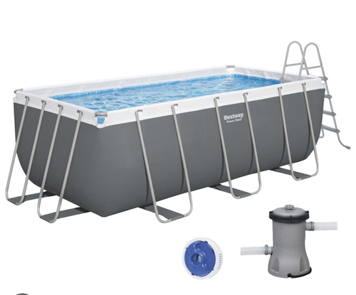 Model 2023 -  56456 – 412CM X 201CM X 122CM POWER STEEL™ RECTANGULAR POOL SET -OOS with felltar and