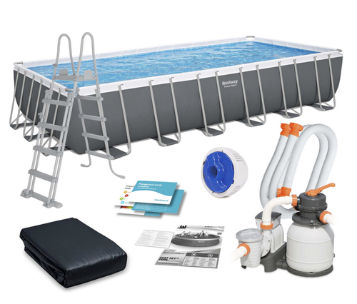 INT SHARY - ! 56475 – 732CM X 366CM X 132CM POWER STEEL™ RECTANGULAR POOL SET -with filter and ledar and cover K