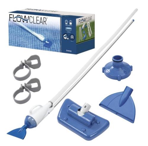 ! Bestway 58212 AquaCrawl Above Ground Swimming Pool Maintenance Vacuum Cleaner -KDR - he Bestway AquaCrawl Pool Vacuum is simple to set up and easy to use. Just attach to your filter pump with one of the included adapters and start cleaning. Debris is sucked into a removable and reusable leaf bag. The vacuum set contains four lightweight aluminum poles which join together to create a 7' pole. Great for cleaning pools with less than a 15' diameter. There are two interchangeable conversion nozzles that connect to the pole.one with a brush for battling stubborn grime and a standard pool vacuum head for sucking up loose debris. You effectively get two pool vacuum cleaners in one!. With the Bestway AquaCrawl Pool Vacuum, you'll spend less time cleaning out your above-ground pool and more time enjoying it.

Included: 4 aluminum poles, 3 adapters for use with a wide variety of pumps and pools, debris and leaf bag, 2 angled conversion nozzles (1 with a brush), extra long 19.7 foot vacuum hose measuring 1.25 inches in diameter
4 section aluminum poles are easy to assemble
Attach to the filter pump for light cleaning your pool
3 adapters for use with different pools and filter pump systems
2 angled conversion nozzles, one with a brush
Removable and reusable debris and leaf bag
Fits filter pumps with 530 gallons per hour flow rate and above
Miniumum pump flow rate: 530 gallons per hour
For use with 15 foot and below pools
Dimensions: 88 inches
Weight: 2.89 pounds installation included