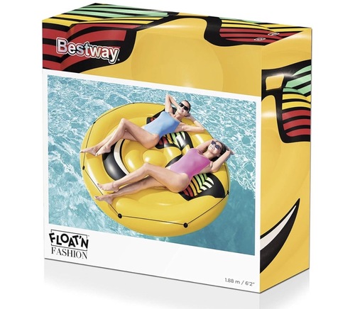 43139 /Bestway 43139 Emoji Shaped Inflatable Ride-On Float - Orange, 188 cm