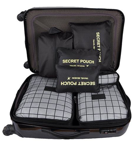 7 Pieces Travel Bag Organizer - طقم تنظيم شنطة السفر ٧ قطع - تفاصيل قياس المنظمات بالصور اعلى