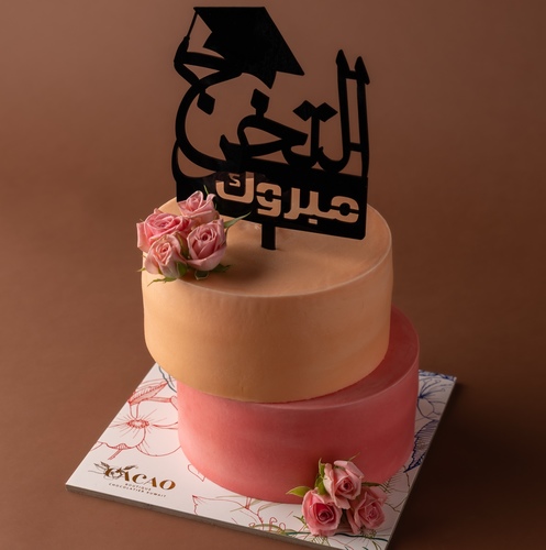 pink graduation cake - 6 inch cake Chocolate and vanilla cake good for 6 persons