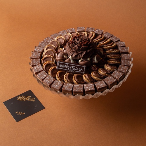 Grand Chocolate tray - اربع انواع كاكاو .&nbsp; كرمينو ، سمسم , بيكان باي و مستكه .&nbsp; ٨٥ حبه