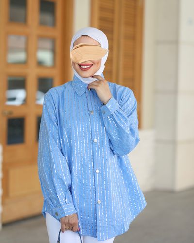 Blue sequin shirt