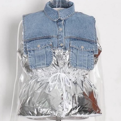 Jeans and silver vest