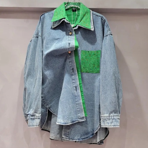 Green jeans jacket