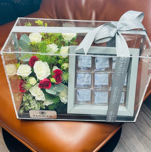 chocolate box with flowers