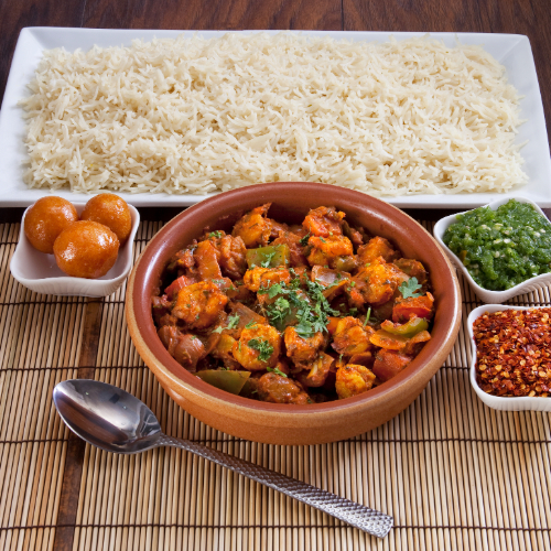 Shrimp Hamees - Shrimp mahmos with onion and pepper chops with spices served with white rice, red mabog, green mabog, Agar and Luqaimat