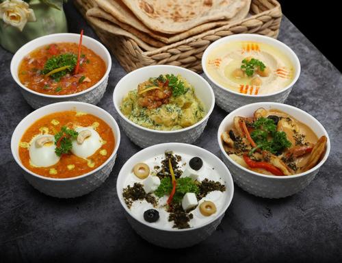 LUNCH DINNER - BREAK FAST - Humous Foul Halloum &Tmato HAMSA POTATO W/CAULIFLOWER Egg Curry Labnah W/ Zatter Bread